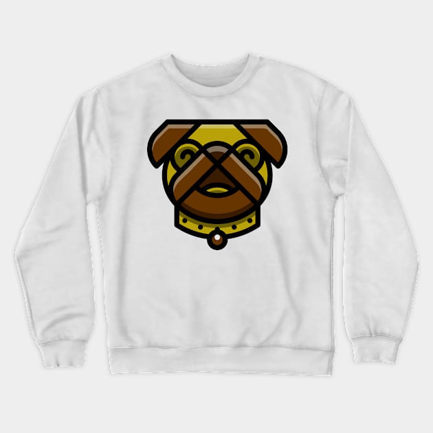 Cute Dog Pug Face Yellow Brown Crewneck Sweatshirt by BradleyHeal